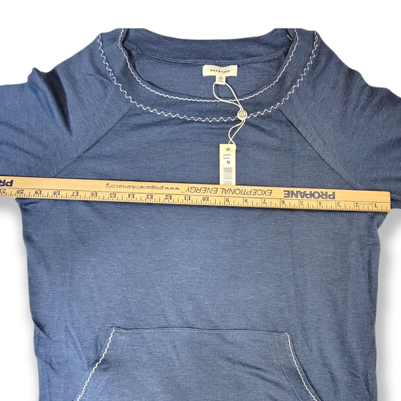 Max Studio Terry Knit Blue Soft Sweater Shirt Dress - Picture 5 of 8